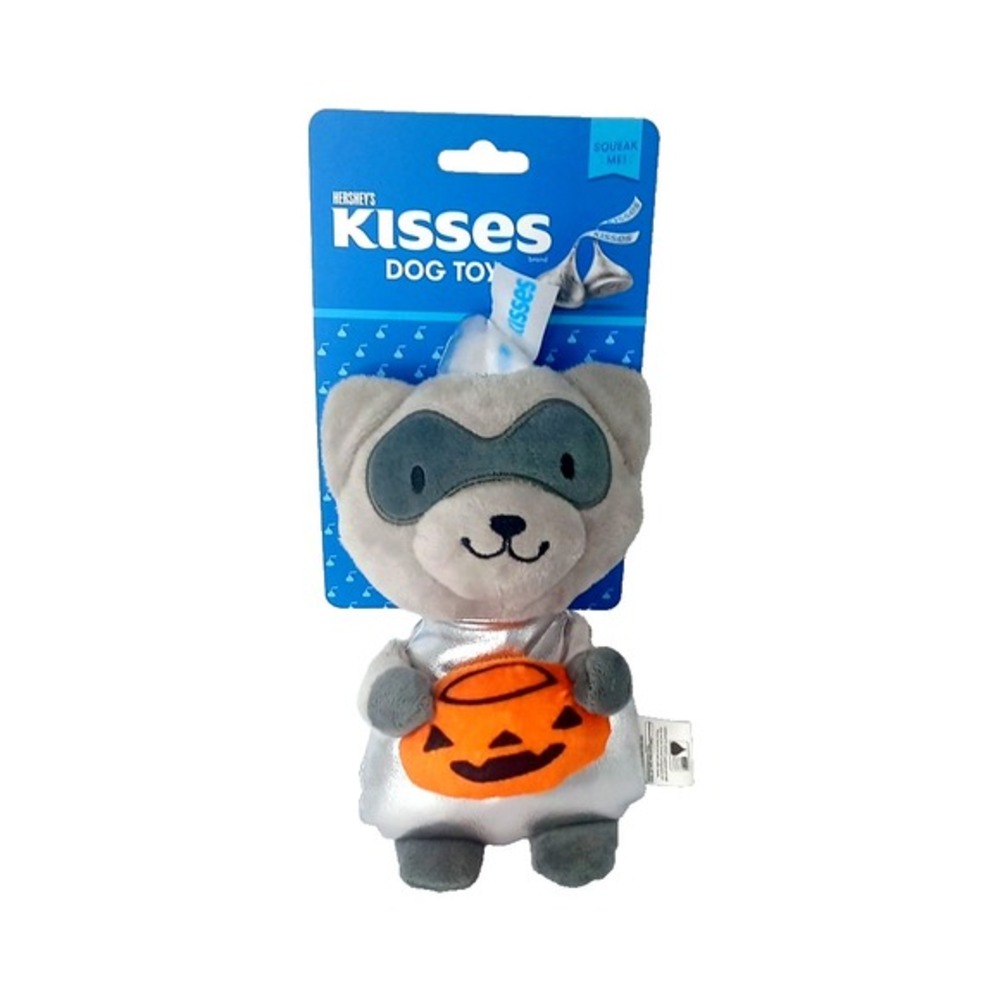 Hershey's Kisses Raccoon Stuffed Squeaky Dog Puppy Toy Crinkle Halloween NWT